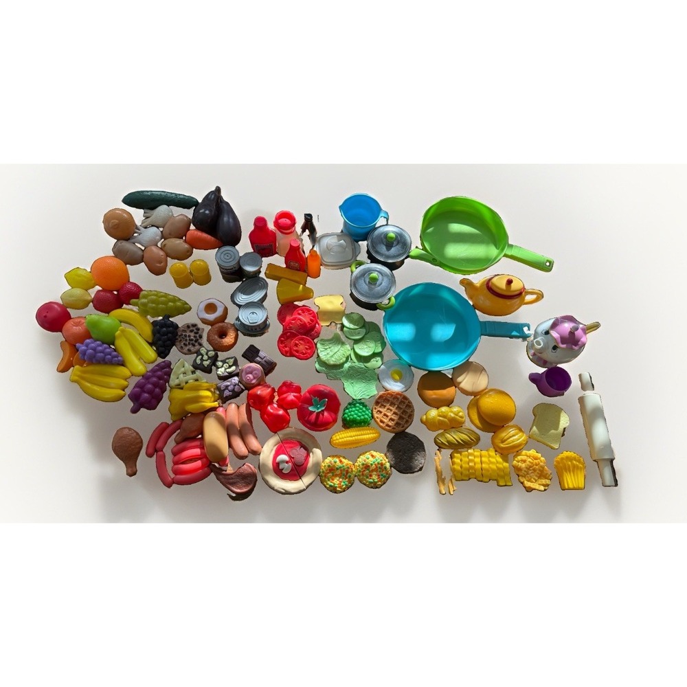 Pretend Play‎ Food Kitchen Lot Mixed Sets Piece Fruit Vegetables Meat Bread Pans